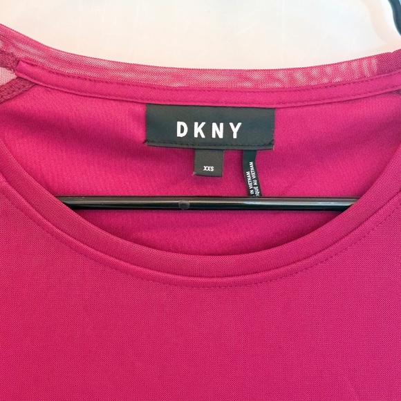 DKNY Magenta Mesh-Sleeve Short Sleeve Top – Size XXS - Picture 2 of 6